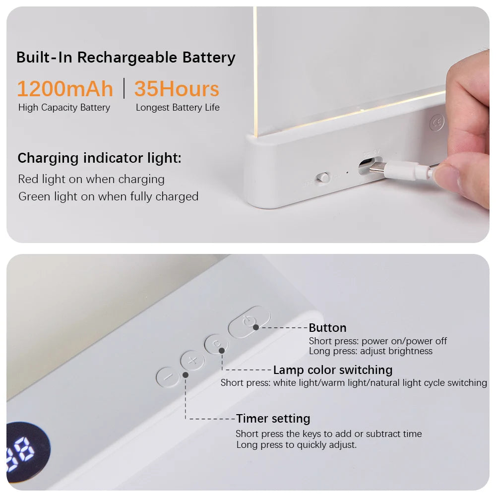 USB Rechargeable LED Book Light and Night Light 2-in-1