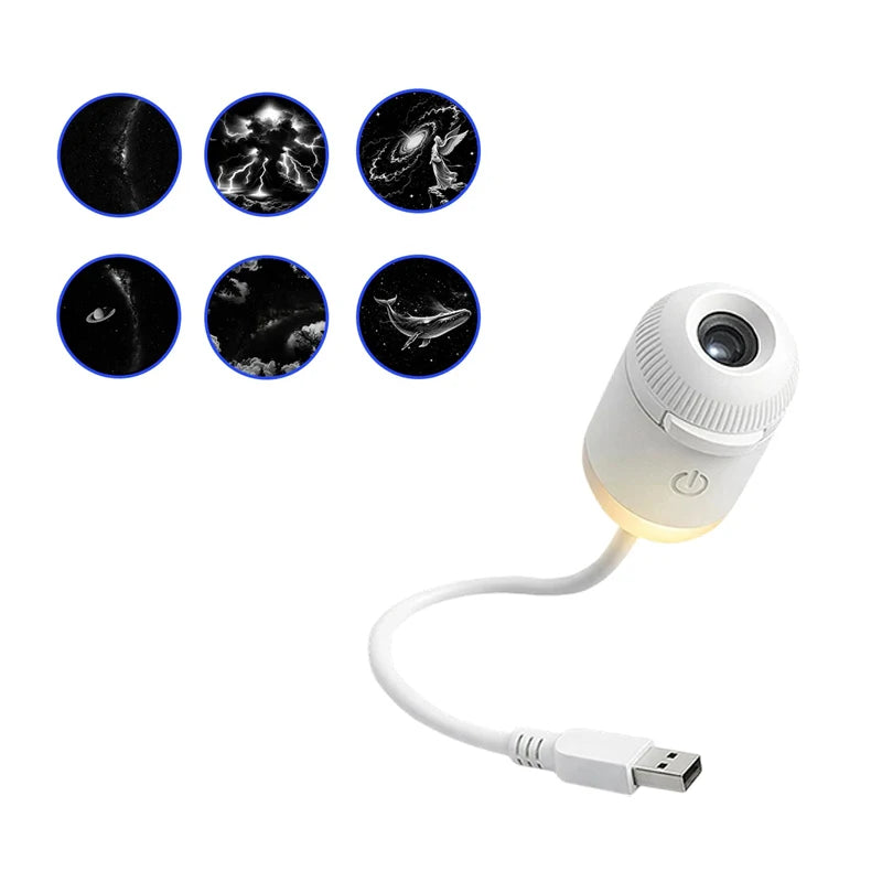 6 Slides Emitting Color Mini Galaxy Star Projector Night Light for Room & Car