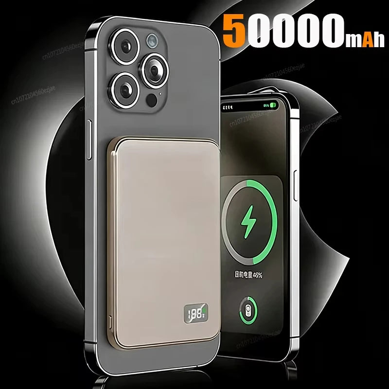 Gold 50000mAh Color Magnetic Wireless Power Bank PD Fast Charging With Display