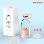 pink with lid Color Portable Electric Juicer Cup – USB Rechargeable Blender