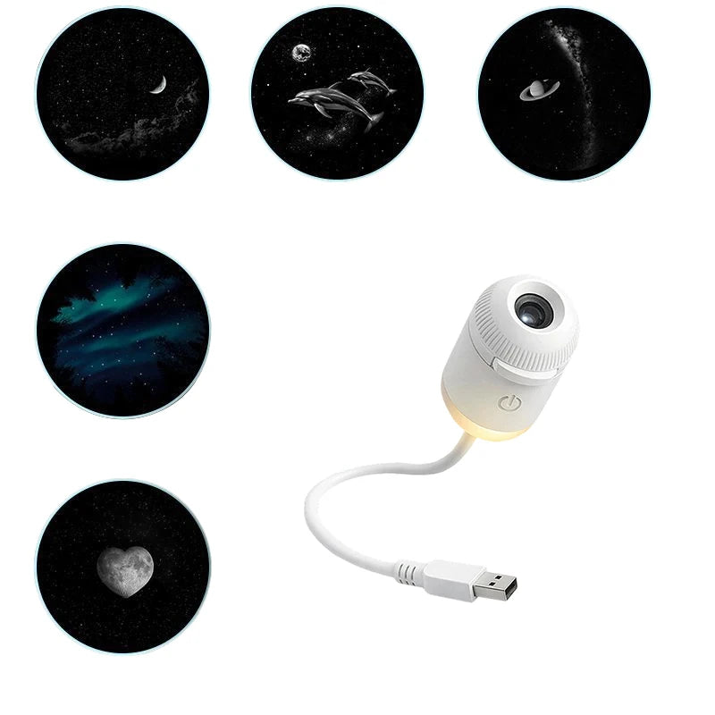 5 Slides A Emitting Color Mini Galaxy Star Projector Night Light for Room & Car